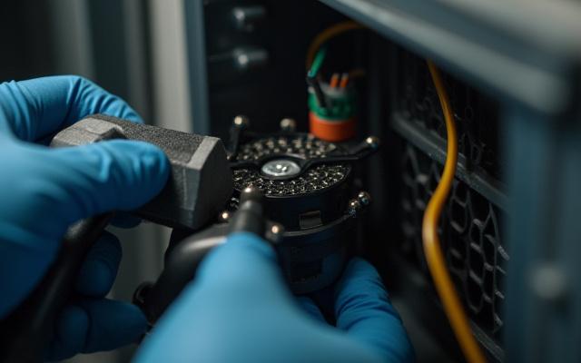 एक तकनीशियन उपकरण के सर्किट बोर्ड की मरम्मत कर रहा है (मोबाइल)